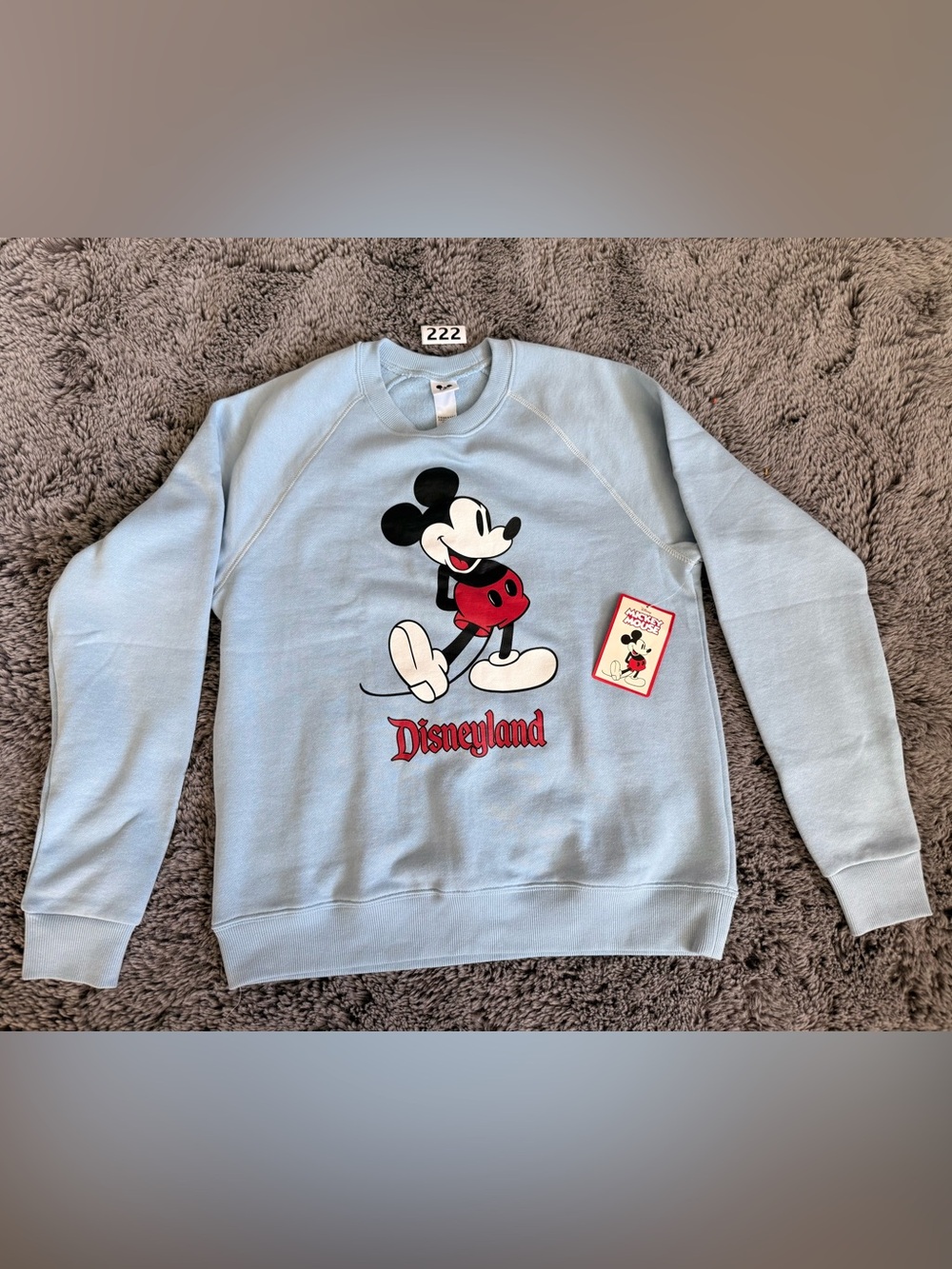 Disney Men’s Light Blue Mickey Mouse Disneyland Crewneck Sweatshirt